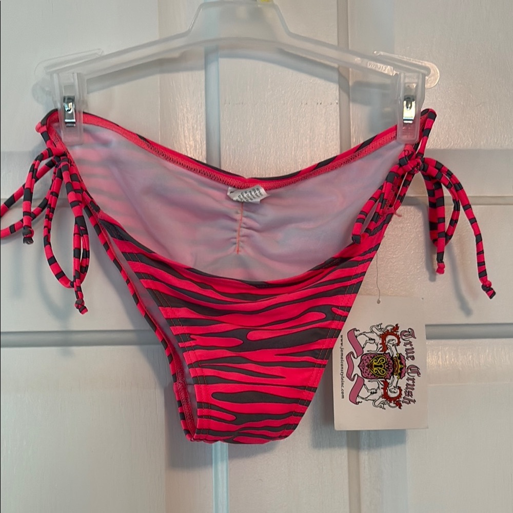 True Religion Vibrant Pink and Black Zebra Bikini Bottom